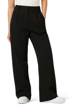 These wide-leg trousers are fashioned from smooth woven fabric and gently pleated at the waist to further the flowy fit. 30" inseam; 22" leg opening; 13 1/2" front rise; 17 1/2" back rise (size 8) 63% polyester, 32% rayon, 5% elastane Machine wash, line dry Imported Trench Coat Outfit, Slacks For Women, Grown Women, Favorite Daughter, Coat Outfits, Formal Outfit, Midi Length Dress, Guest Outfit, Women's Wardrobe