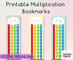 printable bookmarks with clouds and rainbows for children's bookshelf