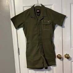 New With Tags Dickies Front-Zip Romper. Size Xs/Tall Petite. Army Green With White Stitching. Perfect Condition, Never Worn. Fitted Cotton Jumpsuits And Rompers With Pockets, Cotton Fitted Jumpsuits And Rompers With Pockets, Fitted Cotton Jumpsuits And Rompers, Fitted Streetwear Jumpsuits And Rompers Overall, Fitted Streetwear Jumpsuits And Rompers, Fitted Streetwear Jumpsuit Overall, Fitted Overall Jumpsuits For Streetwear, Dickies Pants, Army Green