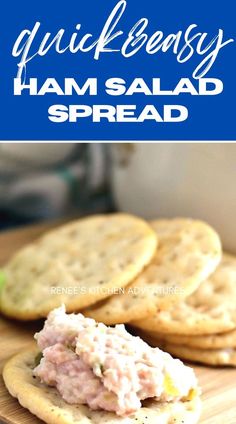 Homemade Ham Salad spread on a cracker ready to eat. Homemade Ham Salad, Deli Ham Recipes, Ham Salad Spread, Easy Ham Salad, Ham Spread, Ham Salad Recipe, Bread For Sandwiches, Ham Salad Recipes, Grilled Carrots