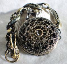 Bronze dragon pocket watch, men's mechanical  pocket watch with dragon watch fob. - Char's Favorite Things - 5 Dragon Watch, Bronze Dragon, Unique Pockets, Mechanical Pocket Watch, Skeleton Watches, Watch Jewelry, Dragon Lover, Sharp Dressed Man, Unique Jewelry Designs