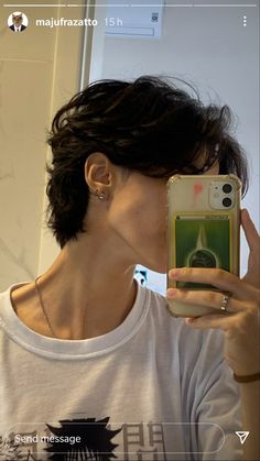 Masc Haircuts Thick Hair, Short K Pop Hair, Short Layered Haircuts Ear Length, Female Modern Mullet, Undercut With Medium Length Hair, Queer Asian Hair, Masc Wolfcut Hair, Unisex Short Curly Haircuts, Guy Haircuts With Bangs