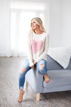 Love Sweater, Heart On, Sleeve Sweater, Heart Shape, Long Sleeve Sweater, Cable Knit, Heart Shapes, Fashion Forward, Cable