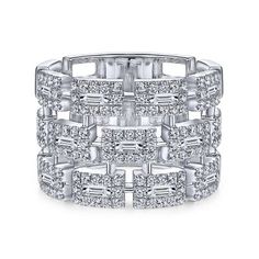 14k White Gold Lusso Wide Band Ladies Ring | LR51551W44JJ Engagement Rings | Fashion Jewelry | Gabriel NY #FashionRing #UniqueRing #modernring #elegantring #ringspiration #Gabrielny Wide Band Diamond Rings, Band Diamond Ring, Rings Fashion, Ladies Ring, Wide Band Rings, Modern Ring, Elegant Ring, Wide Bands, Metal Necklaces