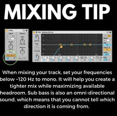 the mixing tip for mixing music with sound waves and equalizer, is shown in this poster