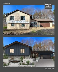 before and after photos of a house in the suburbs