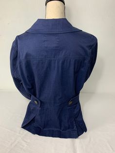 LAL Shirt Size XL Material: cotton and spandex Color: navy Belt design on the arms bag 2b2 JN Cotton Workwear Tops With Pockets, Navy Long Sleeve Cotton Shirt, Navy Collared Cotton Tops, Cotton Shirt With Side Pockets For Fall, Fitted Casual Tops With Roll-up Sleeves, Cotton Collared Tops With Roll-up Sleeves, Navy Cotton Collared Shirt, Cotton Collared Tops With Side Pockets, Navy Collared Cotton Outerwear