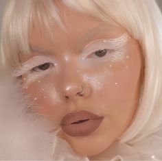 Snow Makeup, Unconventional Makeup, Angel Makeup, Angel Energy, Face Art Makeup, Catty Noir, Swag Makeup, White Makeup, Ethereal Makeup