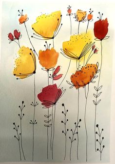 an image of flowers painted on paper