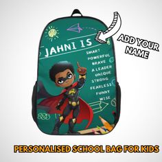 "🎒 Elevate Confidence and Positivity with our Personalised School Backpack🌟 Help your child start their school day with a boost of positivity and self-assurance! Our Personalized Affirmation School Backpack is more than just a bag; it's a source of daily inspiration and empowerment. Why Choose Our Backpack? ✨ Customized Affirmations: Each backpack is uniquely personalized with your child's name and a set of motivating affirmations. Choose from a variety of encouraging phrases like \"I am smart,\" \"I am kind,\" \"I can do anything,\" and many more. These affirmations remind your little one of their inner strength and potential every time they wear the backpack. 🌈 Vibrant and Kid-Friendly Design: Our backpack is not only functional but also designed to captivate your child's imagination. Back To School Black Backpack, Customizable Backpack For End Of School Year Events, Customizable Student Bags For Back To School, Customizable Bags For Back To School, School Backpack For Back To School, Customizable Black Bags For Back To School, Customizable Black Backpack For Back To School, Customizable Black Backpack For Everyday Use, Customizable Black Travel Backpack