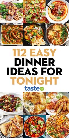 the cover of twelve easy dinner ideas for tonight, with images of different foods and dishes