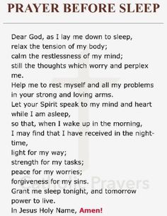 a poem with the words prayer before sleep