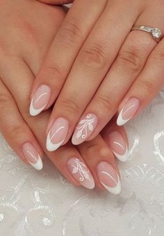 Are you looking for cute white wedding nails for your big day? Click here! We have an epic list of white wedding nail ideas for you! Simple Wedding Nails, Bridal Nails Designs, Bridesmaids Nails, French Manicure Nails, Wedding Nails Design, Nail Art Wedding, Bride Nails, Crystal Nails, Bridal Nails