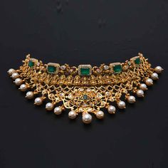 Gold 22k Net Weight 58.0 grams Gross Weight 70.37 grams Stones Used Color Stone R. Round : 0.3ct Color Stone E. Fancy : 8.88ct S.S Pearl : 41.49ct Signity/zircon : 11.18ct Emerald Choker, Indian Wedding Jewelry Sets, Sour Soup, Rose Gold Bangle, Stone Choker, Choker Necklace Set, Indian Wedding Jewelry