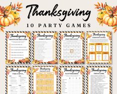 thanksgiving party games with pumpkins and leaves