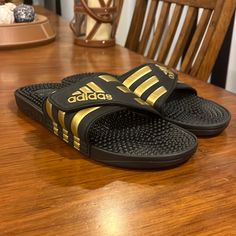 New With Box And Authentic Item. Black Closed Toe Sports Sandals, Comfortable Black Adidas Sandals, Sporty Black Sandals With Ortholite Insole, Black Closed Toe Slip-resistant Sandals, Black Open Toe Slides With Ortholite Insole, Black Slip-resistant Flat Sandals, Adidas Black Slip-on Slides, Adidas Non-slip Black Slides, Black Adidas Slides With Logo