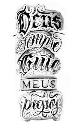 some type of lettering that is in black and white