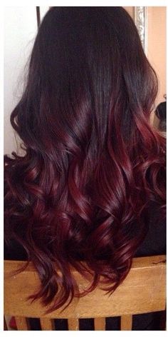 Hair Color Ideas Bottom Half, Red Hair Bottom Half, Bottom Half Dyed Hair Red, Hair Tips Dyed Red, Maroon Balayage, Hair Color Red Ombre, Violet Ombre, Best Ombre Hair, Hair Burgundy