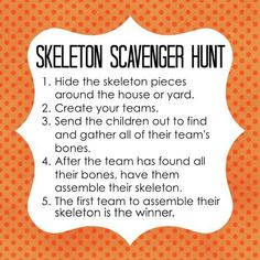 the skeleton scavenger hunt is an easy activity for kids to practice their skills