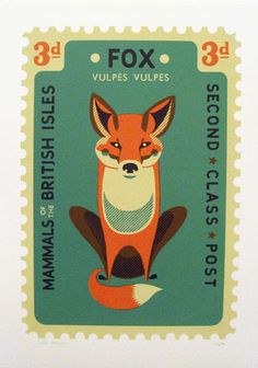 a stamp with an image of a fox on it