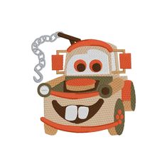 a cartoon character with a chain attached to it's head and eyes, in the shape of a car