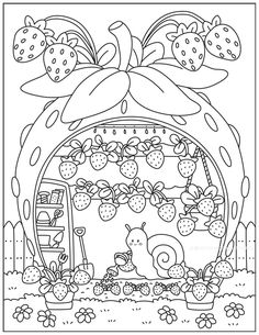 a coloring page with strawberries and strawberrys on the stage for children to color