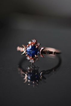 Acotar Jewelry, Sofia Zakia, Stars Ring, Princess Gowns, Chloe Ring, Blue Wedding Rings, Dark Rings, E E Cummings, Aesthetic Rings