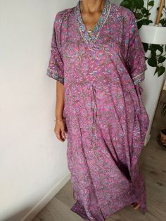 Cotton kaftan Traditional Pink Kaftan For Beach Cover-up, Bohemian Style Relaxed Fit Pink Dress, Pink Bohemian Relaxed Fit Dress, Pink Bohemian Dress With Relaxed Fit, Bohemian Maxi Length Tunic With Relaxed Fit, Pink Bohemian Maxi Kimono, Oversized Cotton Dress For Beach Cover-up, Oversized Short Sleeve Kaftan For Festivals, Festival Oversized Short Sleeve Kaftan