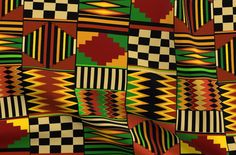 an abstract pattern with many different colors and patterns on the fabric, as well as stripes