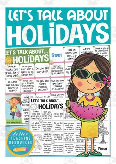 My Holidays Worksheet, Speaking Topics, Teach English To Kids, Social Skills For Kids, Rolling Dice, Learn Japanese Words, English Games, Primary Lessons, Early Elementary Resources