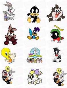 several cartoon characters with different expressions on them, all in different colors and sizes to choose from