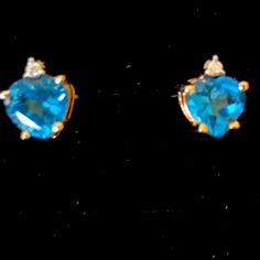 14k Gold Blue Topaz &Diamond Heart Earrings 100% Authentic Gold. Amazing ! Beautiful! No A Gold Files Or Not A Gold Plated. Pre- Owned. Marking: 14k. Please Check Pictures Carefully. Please Ask Questions If You Need More Information And I Will Gladly Answer You. All Items Sold As Is. Thank You For Shopping. Blue Heart-cut Heart Earrings For Anniversary, Blue Heart Cut Earrings For Anniversary, Blue Heart-shaped Earrings For Anniversary, Diamond Heart Earrings, Authentic Gold, Diamond Heart, Heart Earrings, Blue Gold, Blue Topaz