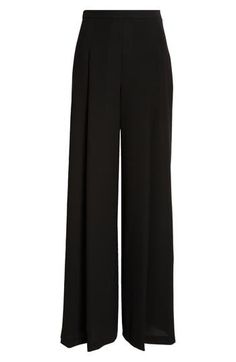 Precise pleats release plentiful volume into the legs of these event-ready pants tailored from whisper-light georgette. Hidden side-zip closure 100% polyester Dry clean Made in the USA Designer Clothing Hispanic & Latinx Owned/Founded Pants Tailored, Summer Wardrobe Essentials, High Waist Wide Leg Pants, Pajama Robe, Sports Blazer, Baby Boy Shoes, Made Clothing, Boy Shoes, Denim Leggings