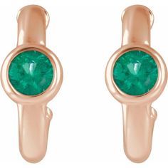 Are you seeing green with envy? These small emerald huggies are just the right amount of colour for any occasion. Material: 14K Yellow Gold / Rose Gold / White Gold Primary Stone Shape: Round Primary Stone Type: Lab-Grown Emerald Primary Stone Size: 3 mm Primary Stone Count: 2-stone Earring Type: Hoop Post Diameter: 0.03 in Post Length: 0.37 in Earring Dimensions: 11x4.3 mm Weight: 1.2 DWT (1.87 grams) May Birthstone Huggie Earrings, Green Huggie Earrings With Prong Setting, Green 14k Gold Round Hoop Earrings, Green 14k Gold Huggie Earrings, Green Gemstone Huggie Earrings, Green Small Hoop Huggie Earrings Fine Jewelry, Green Huggie Fine Jewelry Earrings, Green Huggie Earrings Fine Jewelry, Green Small Hoop Huggie Earrings