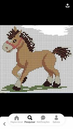 a cross stitch horse is shown on the screen