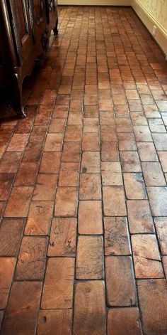 an old brick floor is shown in this image