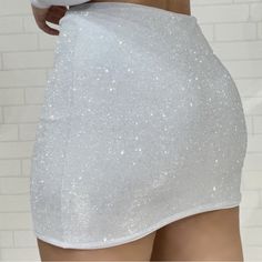 Super Sparkly Silver Skirt! Stretchy Material. Nwt White Stretch Skirt For Night Out, Trendy White Party Skirt, White High Waist Party Skort, White High-waisted Party Skort, White High Waist Skort For Party, White Casual Mini Skirt For Party, White High Waist Mini Skirt For Party, White High-waist Mini Skirt For Party, High-waisted White Mini Skirt For Party