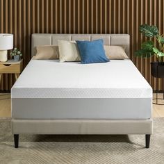 the mattress is made up and ready to be used in the bedroom or as a bed