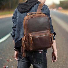 Christmas Day Special offer Flat 70% Off With Free Shipping  ✍✍Free Personalization  Free Gift Wrapping Free Shipping 🎉🎉 HURRY UP ORDER NOW AND GET YOUR ORDER BEFORE CHRISTMAS  🔰 FEATURES: ◾ Unisex Backpack ◾ Made in Full-grain Leather, Excellent Quality ◾ Brown Vintage Color ◾ Padded pocket for laptop in the main compartment ◾ Antique Brass Hardware ◾ YKK Zippers ◾ 2 Pen Holder Slot ◾ Phone Holder and card Holder Slot ◾ Interior Zipper Pocket  ◾ Cotton Lining 🔦Material: Cowhide Genuine Leat Casual Brown Laptop Backpack, Brown Leather Backpack For Students, Casual Brown Leather Backpack For Students, Brown Student Backpack, Brown Leather Satchel Backpack For Back To School, Brown Satchel Backpack For Back To School, Brown Backpack For Back To School, Brown Leather Backpack For Back To School, Casual Brown Backpack With Luggage Sleeve