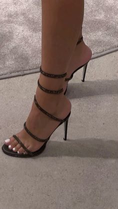 Rene Caovilla Heels Outfit, Rene Heels, Renee Caovilla Heels, Black Fancy Heels, Classy High Heels, Rene Caovilla Heels, Shoes Heels Prom, Pretty Heels, Fancy Heels