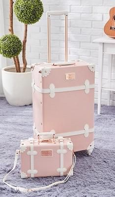 Vintage Look Spinner Luggage & Carry On Travel Bag Set (3 styles) Carry On Travel, Pink Luggage, Cute Suitcases, Travel Belt, Vintage Cabin, Spinner Suitcase