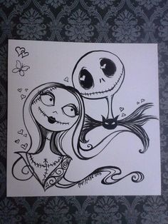 a drawing of jack and sally from the nightmare before it was finished by someone else