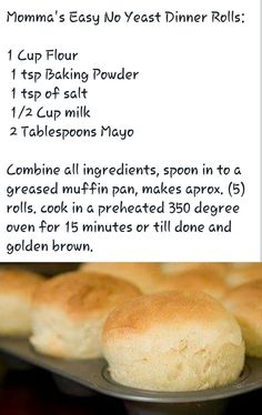 the recipe for homemade dinner rolls is shown