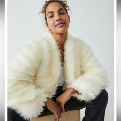 Questions? Leave A Comment Below! Chic White Fur Coat With Faux Fur Trim, Chic Winter White Outerwear With Faux Fur Trim, Chic Winter White Faux Fur Outerwear, Chic White Fur Coat With Faux Fur Lining, Chic Winter White Outerwear With Faux Fur Lining, Chic Winter White Fur Coat, Chic Long Sleeve Winter White Fur Coat, Off White Long Sleeve Outerwear For Fall, White Faux Fur Trim Outerwear For Fall