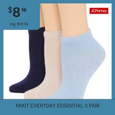 # Pieces In Set: 3 PairFeatures: Reinforced Toe & HeelShoe Size Range: 4-10Fiber Content: 37% Modal, 37% Cotton, 22% Polyester, 2% Spandex, 2% NylonFabric Description: KnitCare: Machine Wash, Dry FlatCountry of Origin: Imported Socks Womens, No Show Socks, Knit Cotton, Everyday Essentials Products, Cotton Blend, Socks, Spandex, Range, Heels