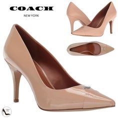 Coach Patrice Womens Patent Leather Nude Pump Stiletto Heel Pointed Toe Beige Classic Shoes Size 10 New In Box A Dainty Silver-Tone Logo Accent Lines The Vamp Of A Chic Cap Pointed Toe Patent Leather Pump. Most Comfortable Womens Dress Shoes For Work. These Comfortable Beige Pumps Are Designed To Mold To Your Foot And Create An Ultra-Comfortable Fit. - Cap Pointed Toe - Hardware Logo Accent At Vamp - Patent Leather Construction - Covered Heel - 3.5" Heel Color: Beechwood Nude Heels For Ladies. B Comfortable Womens Dress Shoes, Leather Shoes Outfit, Heels For Ladies, Comfortable Wedding Heels, Comfortable Dress Shoes For Women, Shoes For Work, Womens Dress Shoes, Beige Pumps, Hardware Logo