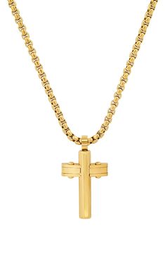 A timeless cross pendant necklace made from stainless steel pairs with any outfit. 24" chain 1.1" L x 0.6" W pendant 18k gold plated stainless steel or stainless steel Polish clean with soft dry cloth Imported Stainless Steel Cross Pendant, Steel Cross, Stainless Steel Polish, Mens Accessories Jewelry, Accessories Jewelry Necklace, Cross Pendant Necklace, Cross Pendant, Cross Necklace, 18k Gold