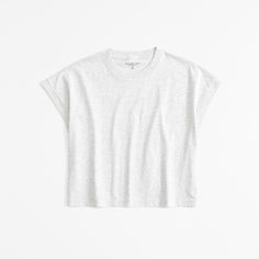 Elevate your casual wardrobe with the Abercrombie & Fitch Women's Premium Polished Dolman Tee. This light gray top is crafted from high-quality cotton and features a biopolish finish for a supremely soft and crisp feel. Perfect for a relaxed yet stylish look, it offers a slightly cropped length and a comfortable, easy fit.

- Size: Medium
- Color: Light Gray
- Material: Cotton
- Gender: Female
- Features: Relaxed-fit silhouette, crew neckline, straight hem, short sleeves

Ideal for pairing with Spring Relaxed Fit Muscle Tee With Short Sleeves, Boxy Short Sleeve Tops For Everyday, Everyday Boxy Fit Short Sleeve Tops, Female Features, Cozy Evening, Dream Closets, Gray Top, School Fits, Office Casual