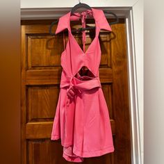 Super Fun And Sexy Pink Halter Belted Romper. Nwt. Never Worn. Adjustable. Functional Belt. Great Fit I Just Won’t Wear It. Im 5’4, 140, 34dd. Fitted Backless Jumpsuits And Rompers For Day Out, Fitted Backless Jumpsuit For Day Out, Chic Cutout Jumpsuits And Rompers For Party, Backless Fitted Jumpsuits And Rompers For Brunch, Fitted Backless Jumpsuits And Rompers For Brunch, Flirty Jumpsuits And Rompers For Spring Night Out, Backless Fitted Jumpsuits For Brunch, Fitted Backless Jumpsuits For Brunch, Backless Jumpsuits For Going Out In Spring