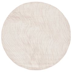 a round rug with white woodgrain in the middle on a white flooring